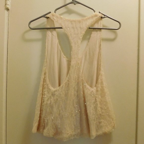 Sequin Racer back Tank Cream - Picture 2 of 5